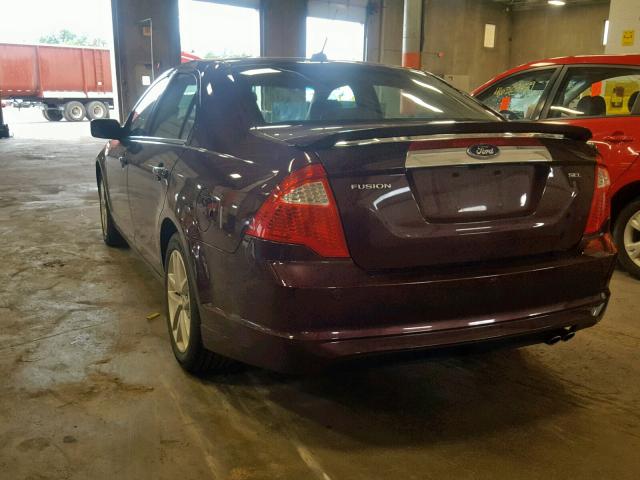 3FAHP0JA8CR238047 - 2012 FORD FUSION SEL BURGUNDY photo 3