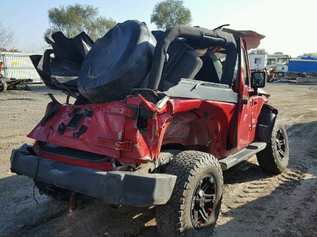 1J4FA24128L617975 - 2008 JEEP WRANGLER X RED photo 4