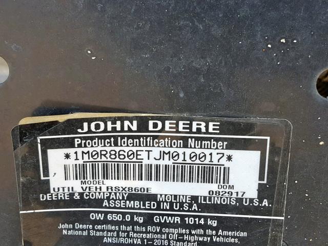 1M0R860ETJM010017 - 2018 JOHN DEERE RSX 860I GREEN photo 20