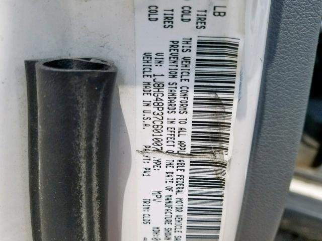 1J8HG48P37C601007 - 2007 JEEP COMMANDER 白色 照片 10