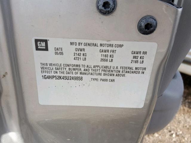 1G4HP52K45U249858 - 2005 BUICK LESABRE CU SILVER photo 10