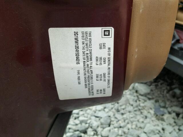 2G1WW12E4Y9244316 - 2000 CHEVROLET MONTE CARL წითელი ფოტო 10