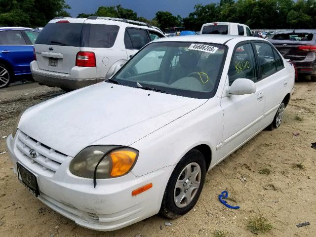 KMHCG45C73U462146 - 2003 HYUNDAI ACCENT GL WHITE photo 2