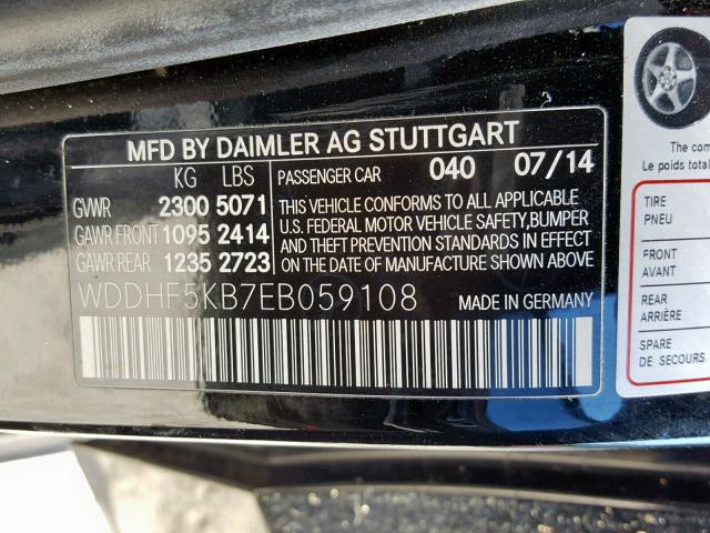 WDDHF5KB7EB059108 - 2014 MERCEDES-BENZ E 350 BLACK photo 10