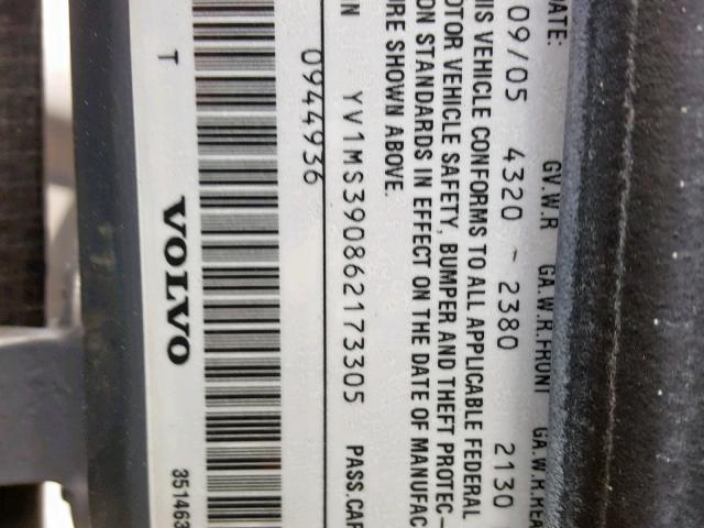 YV1MS390862173305 - 2006 VOLVO S40 2.4I GRAY photo 10