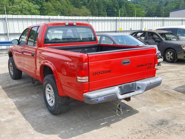 1D7HG38X83S212774 - 2003 DODGE DAKOTA QUA RED photo 3