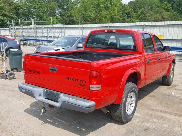 1D7HG38X83S212774 - 2003 DODGE DAKOTA QUA RED photo 4