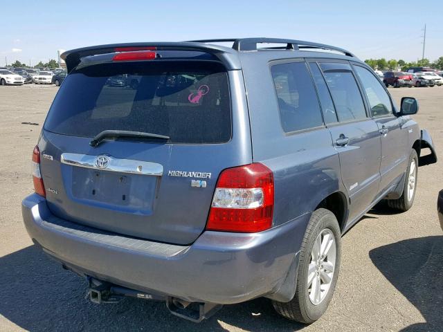 JTEEW21AX60021868 - 2006 TOYOTA HIGHLANDER BLUE photo 4