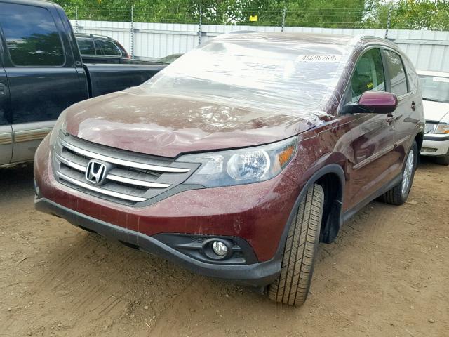 5J6RM4H72DL080386 - 2013 HONDA CR-V EXL MAROON photo 2