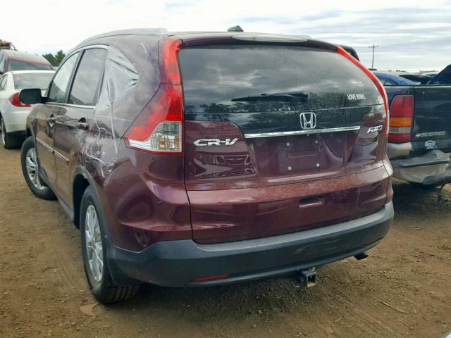 5J6RM4H72DL080386 - 2013 HONDA CR-V EXL MAROON photo 3