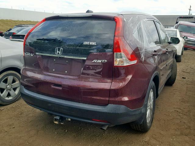 5J6RM4H72DL080386 - 2013 HONDA CR-V EXL MAROON photo 4