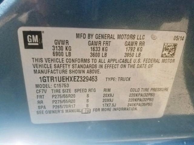 1GTR1UEHXEZ329463 - 2014 GMC SIERRA C15 BLUE photo 10