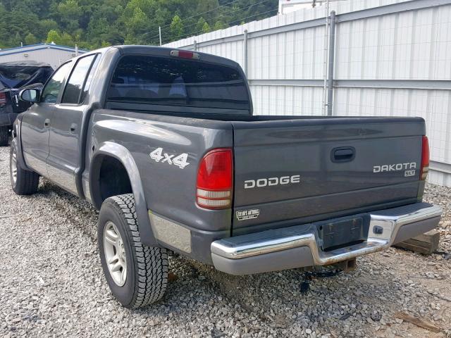 1D7HG48N13S127067 - 2003 DODGE DAKOTA QUA GRAY photo 3