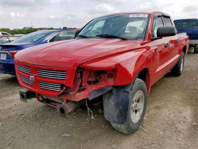 1D7HW38K18S600735 - 2008 DODGE DAKOTA SXT RED photo 2