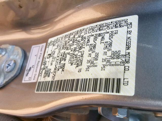 5N1ED28Y63C654872 - 2003 NISSAN XTERRA XE BEIGE photo 10