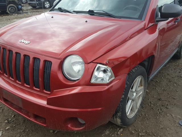 1J8FT47W37D390185 - 2007 JEEP COMPASS RED photo 9