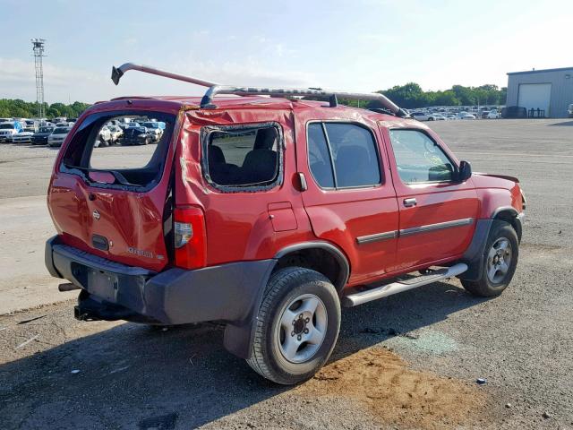 5N1ED28T31C575208 - 2001 NISSAN XTERRA XE RED photo 4