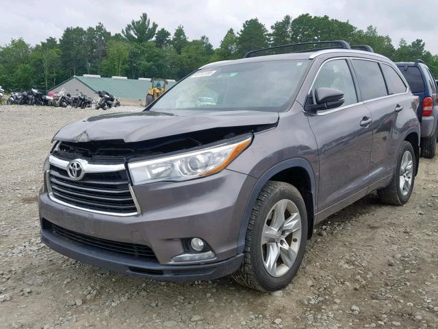 5TDDKRFHXFS141371 - 2015 TOYOTA HIGHLANDER GRAY photo 2