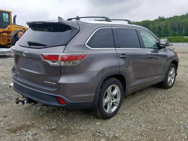 5TDDKRFHXFS141371 - 2015 TOYOTA HIGHLANDER GRAY photo 4