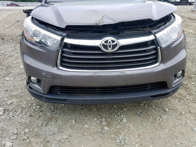 5TDDKRFHXFS141371 - 2015 TOYOTA HIGHLANDER GRAY photo 9