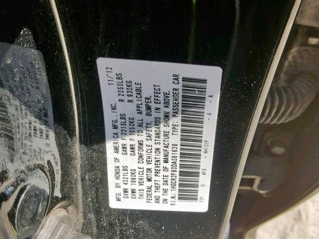 1HGCR2F80DA061636 - 2013 HONDA ACCORD EXL BLACK photo 10