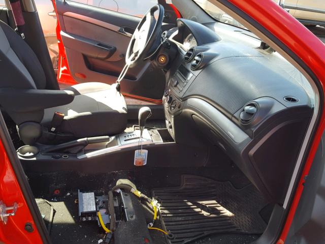 KL1TD66E09B629936 - 2009 CHEVROLET AVEO LS RED photo 5