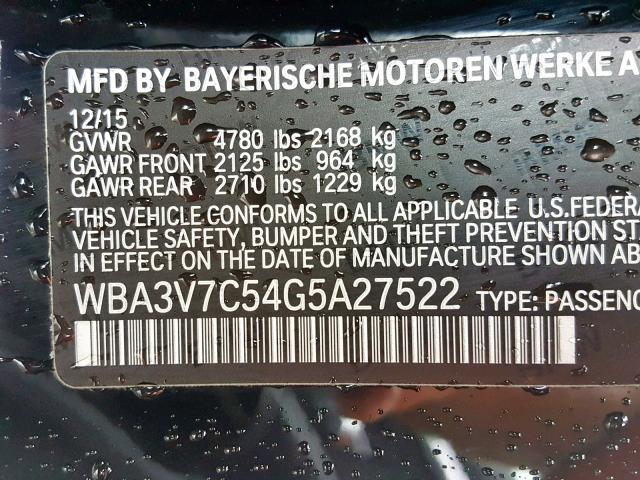 WBA3V7C54G5A27522 - 2016 BMW 428 I SULE BLACK photo 10