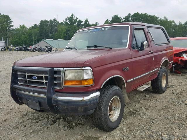 1FMEU15N9NLA14341 - 1992 FORD BRONCO U10 RED photo 2