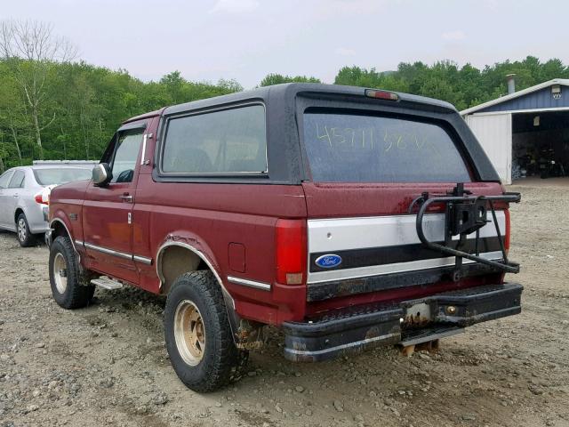 1FMEU15N9NLA14341 - 1992 FORD BRONCO U10 RED photo 3