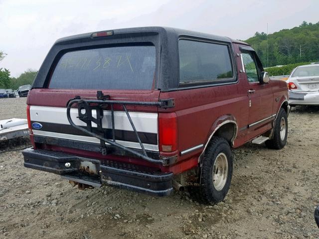 1FMEU15N9NLA14341 - 1992 FORD BRONCO U10 RED photo 4