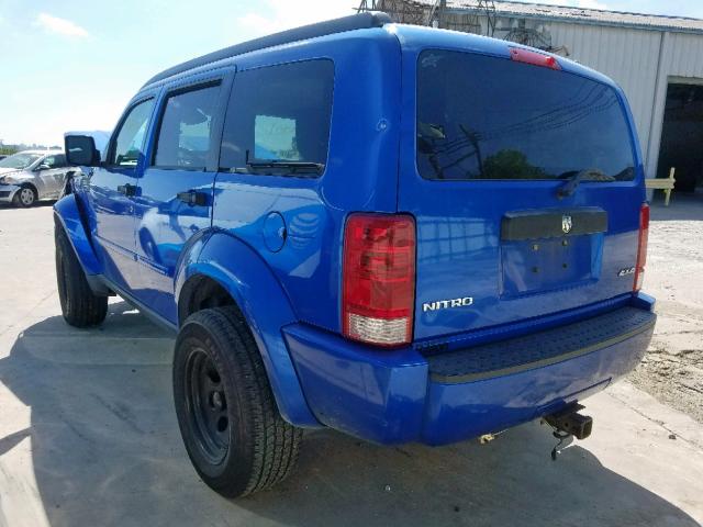 1D8GU28K98W168136 - 2008 DODGE NITRO SXT BLUE photo 3