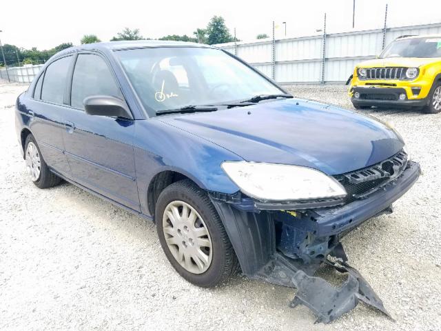 2HGES16694H622813 - 2004 HONDA CIVIC LX BLUE photo 1