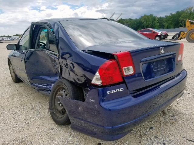 2HGES16694H622813 - 2004 HONDA CIVIC LX BLUE photo 3