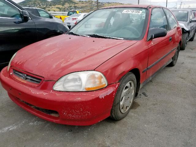 2HGEJ6446VH100482 - 1997 HONDA CIVIC DX RED photo 2