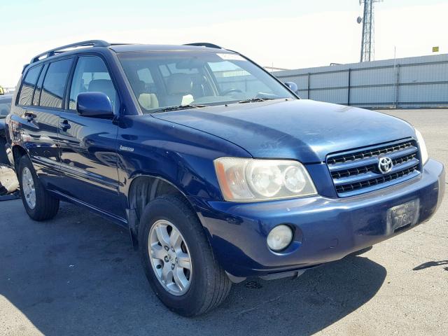 JTEHF21A210014855 - 2001 TOYOTA HIGHLANDER BLUE photo 1