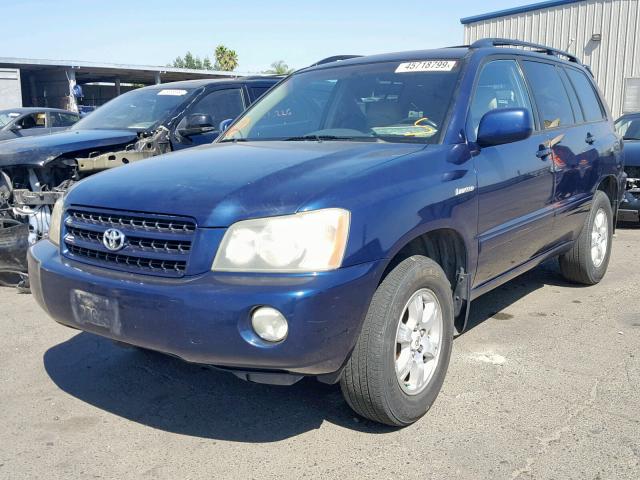 JTEHF21A210014855 - 2001 TOYOTA HIGHLANDER BLUE photo 2