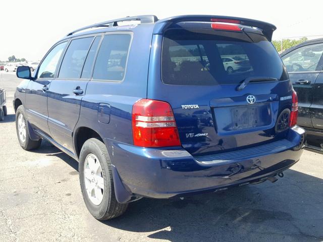 JTEHF21A210014855 - 2001 TOYOTA HIGHLANDER BLUE photo 3