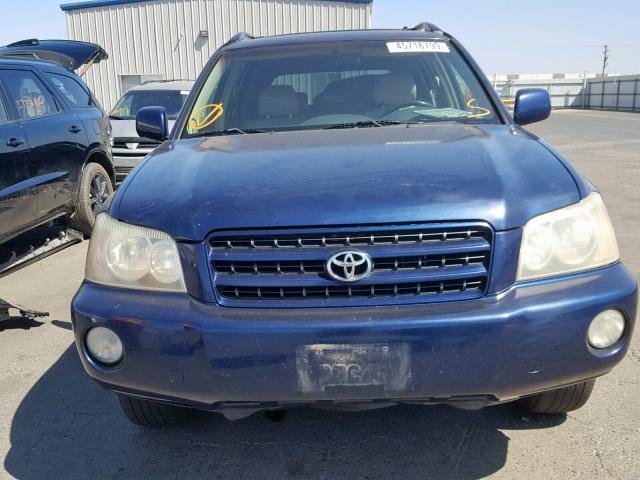 JTEHF21A210014855 - 2001 TOYOTA HIGHLANDER BLUE photo 9