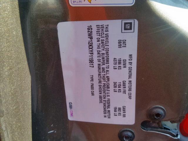 1G2WP12KXYF119617 - 2000 PONTIAC GRAND PRIX GRAY photo 10