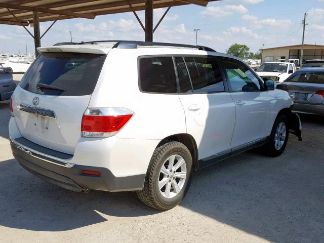 5TDZK3EH3CS062754 - 2012 TOYOTA HIGHLANDER WHITE photo 4