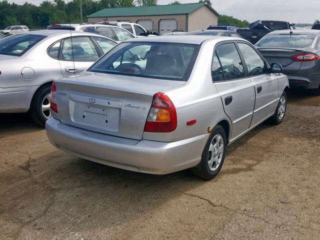 KMHCG45C22U391534 - 2002 HYUNDAI ACCENT GL SILVER photo 4