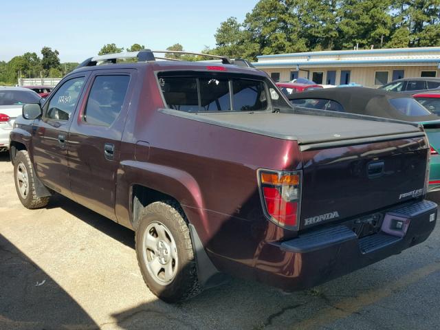 2HJYK16268H523246 - 2008 HONDA RIDGELINE MAROON photo 3