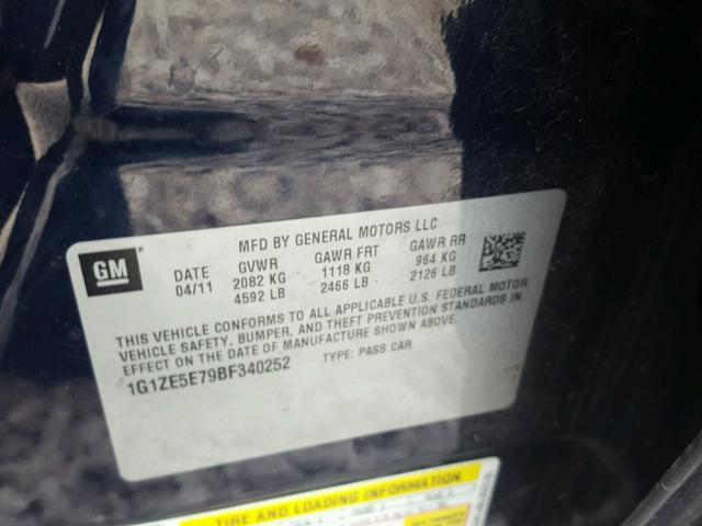 1G1ZE5E79BF340252 - 2011 CHEVROLET MALIBU LTZ 黑色 照片 10