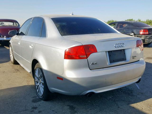 WAUAF78E98A169075 - 2008 AUDI A4 2.0T SILVER photo 3