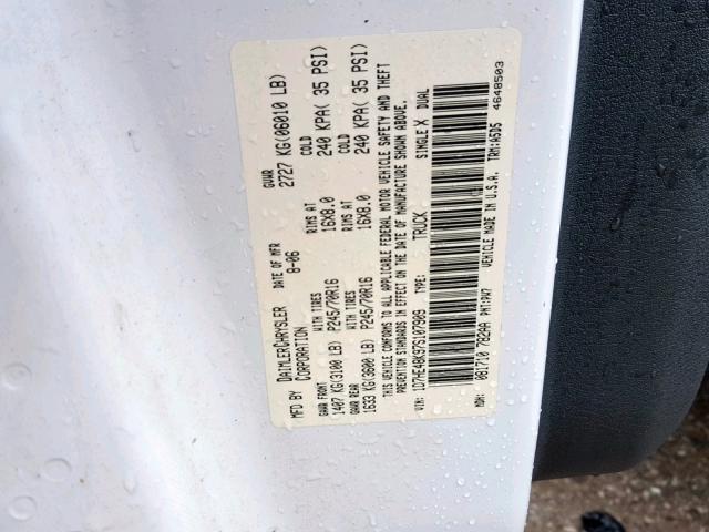 1D7HE48K97S107909 - 2007 DODGE DAKOTA QUA WHITE photo 10