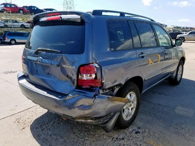 JTEHF21A930126636 - 2003 TOYOTA HIGHLANDER BLUE photo 4