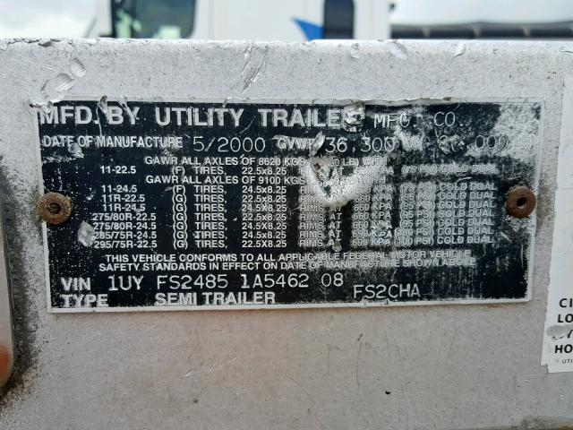 1UYFS24851A546208 - 2001 UTILITY FLAT BED Qara foto 10