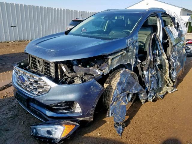 2FMPK4J91KBB87260 - 2019 FORD EDGE SEL BLUE photo 2