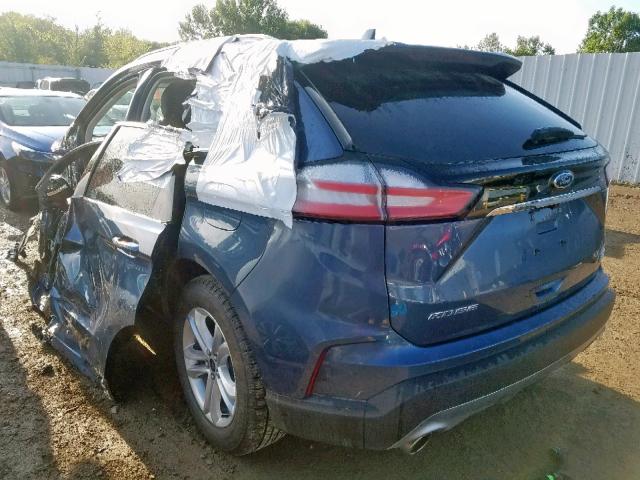 2FMPK4J91KBB87260 - 2019 FORD EDGE SEL BLUE photo 3