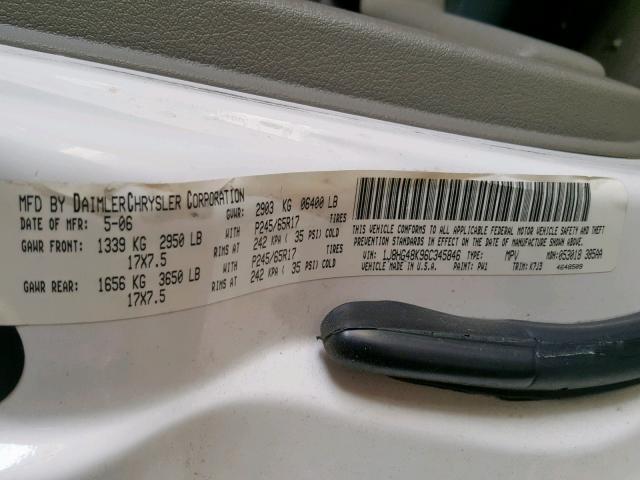 1J8HG48K96C345846 - 2006 JEEP COMMANDER WHITE photo 10